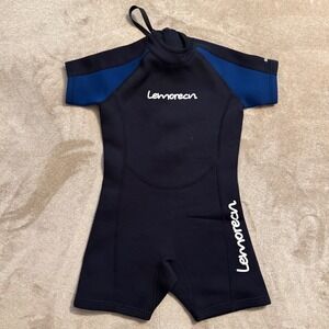 Lemorecn Kids Shorty Wetsuit Black Blue 2mm Neoprene Size 8 Youth Water Sports